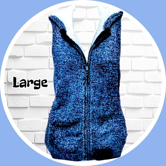 Longer Heavy Weight Sweater Sherpa Lined Hooded Vest with Pockets - Picture 1 of 6